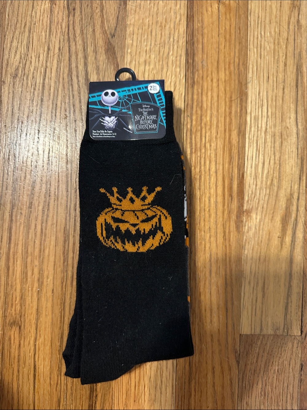 Disney The Nightmare Before Christmas Black Socks with Orange Pumpkin King